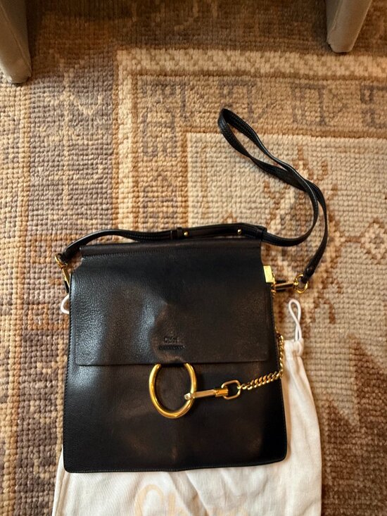 Chloe Handbags - Chloe Faye Black Leather crossbody bag (removable strap)